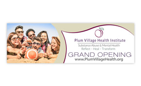 Grand Opening Banner Design - Plum Village Health Institute Portfolio